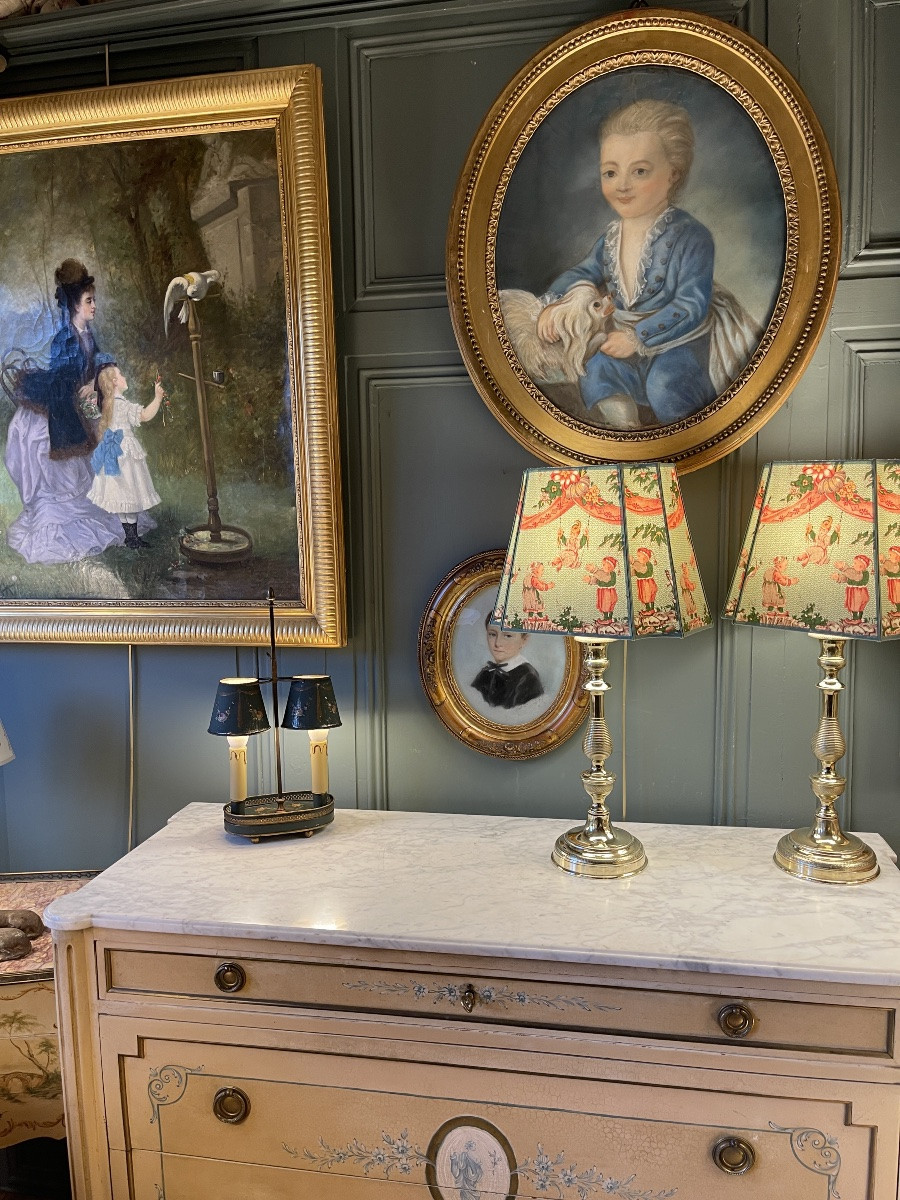 Bouillotte Lamp With Floral Decoration, Height 41.5 Cm-photo-5