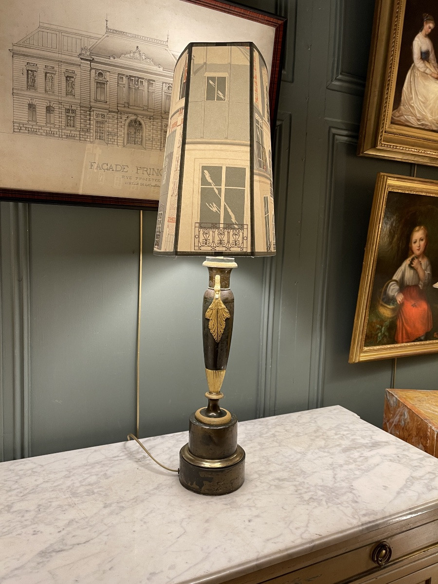 Lampe Carcel En Tôle Peinte XIXème, Hauteur 74 cm-photo-3