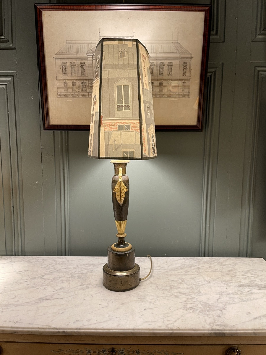 Lampe Carcel En Tôle Peinte XIXème, Hauteur 74 cm-photo-1