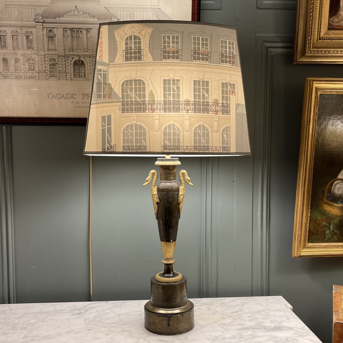 Lampe Carcel En Tôle Peinte XIXème, Hauteur 74 cm