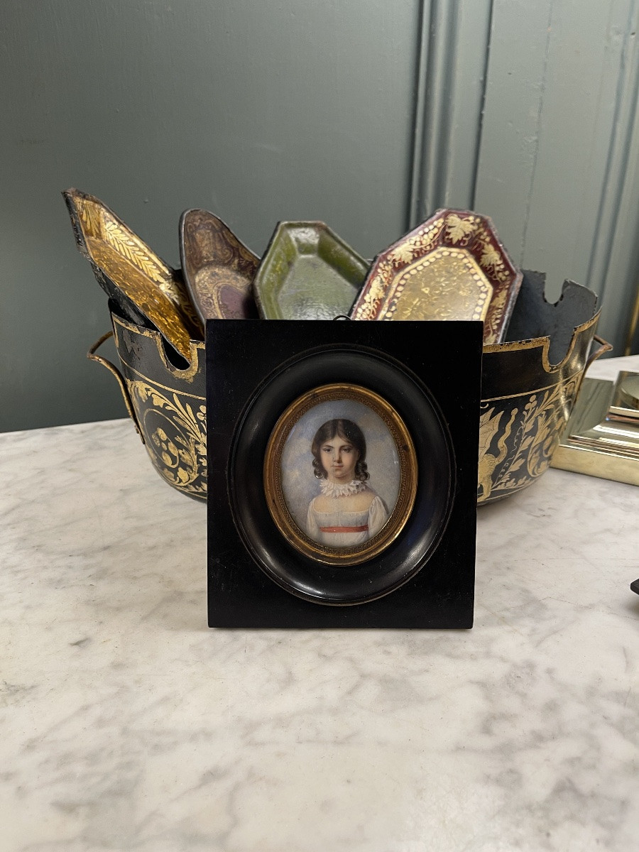 Miniature, portrait de jeune fille  époque Empire début XIXème-photo-3