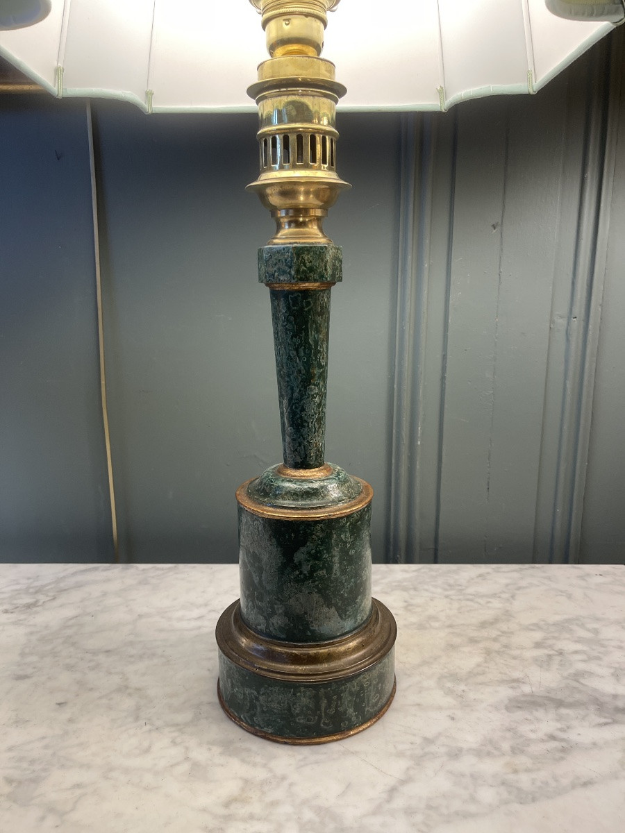 Lampe Carcel en tôle peinte XIXème, hauteur 70 cm-photo-2