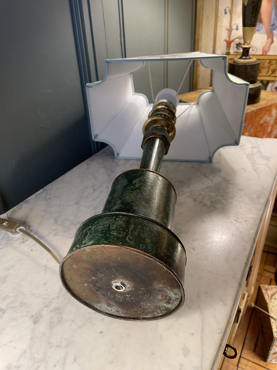 Lampe Carcel en tôle peinte XIXème, hauteur 70 cm-photo-7