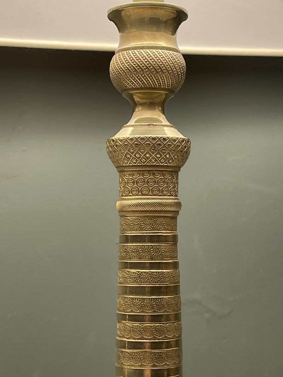 Paire de lampes en bronze doré XIXème, Hauteur 41 cm-photo-4