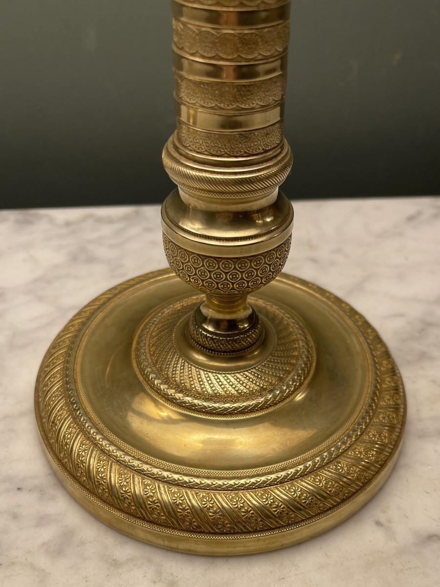 Paire de lampes en bronze doré XIXème, Hauteur 41 cm-photo-5