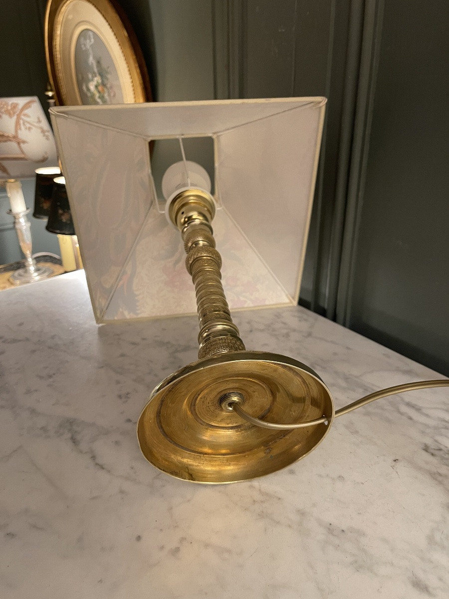 Paire de lampes en bronze doré XIXème, Hauteur 41 cm-photo-6