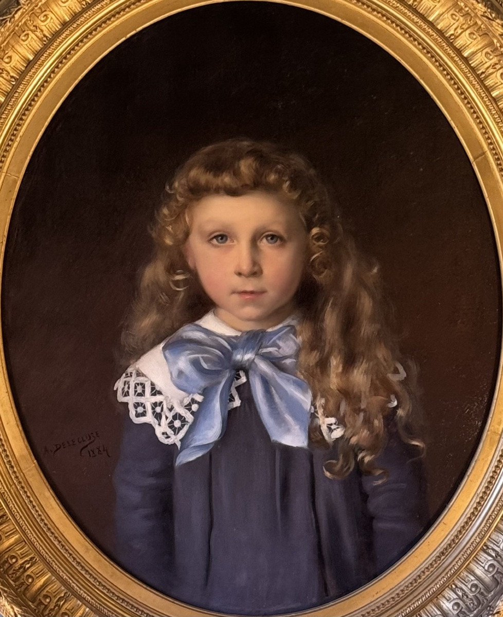 Portrait Of A Young Boy By Auguste Delécluse, Dated 1884-photo-2