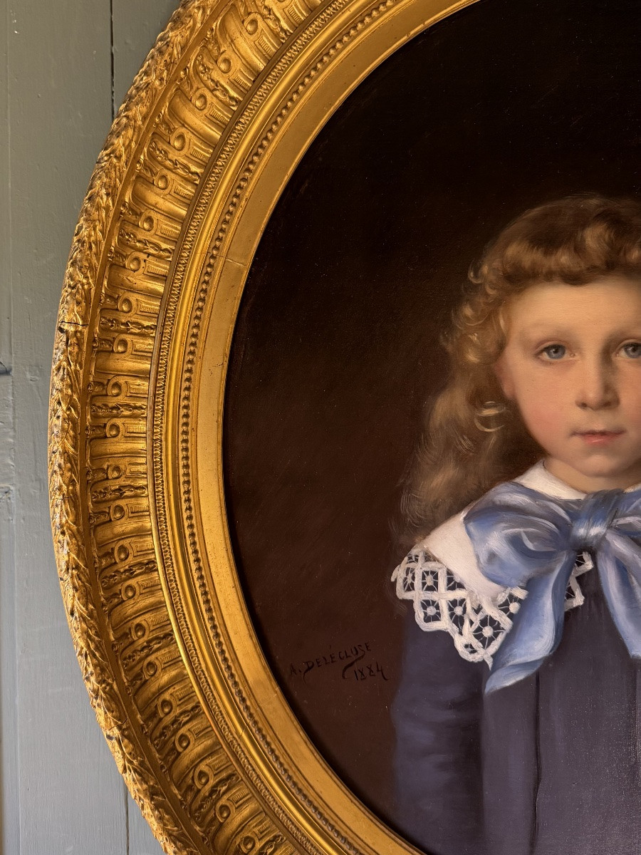 Portrait Of A Young Boy By Auguste Delécluse, Dated 1884-photo-2