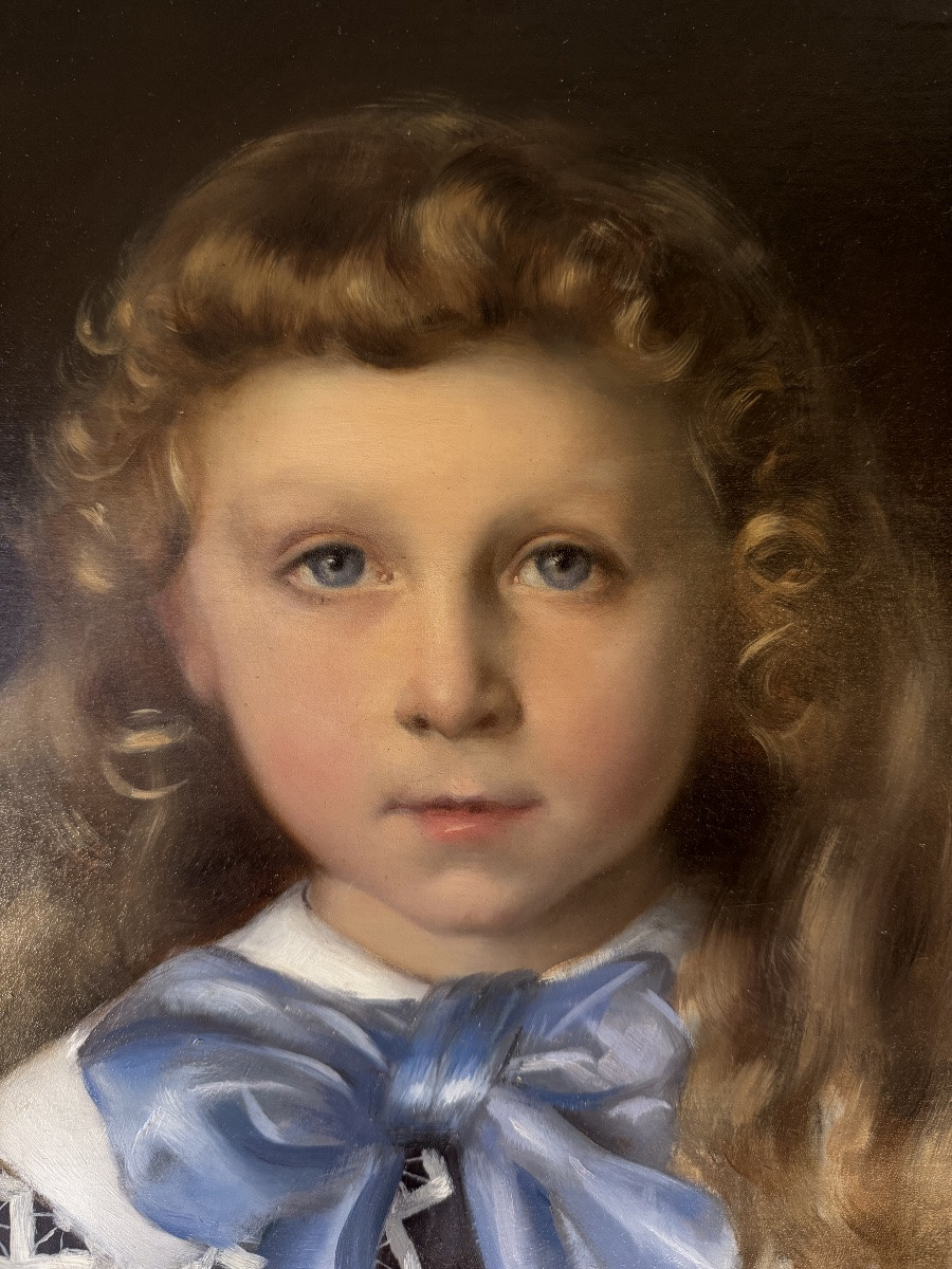 Portrait Of A Young Boy By Auguste Delécluse, Dated 1884-photo-3