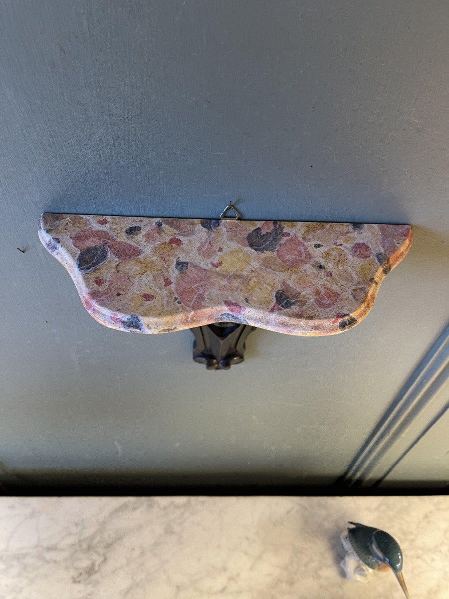 Wall Console In Carved And Painted Wood-photo-2