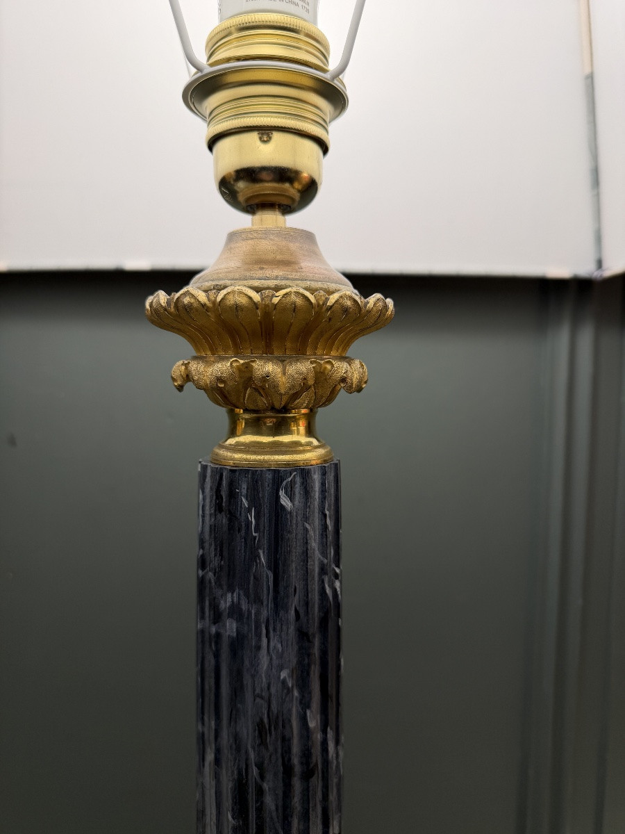 Carcel Lamp In Painted Sheet Metal And Gilt Bronze, 19th Century, Height 81 Cm-photo-5