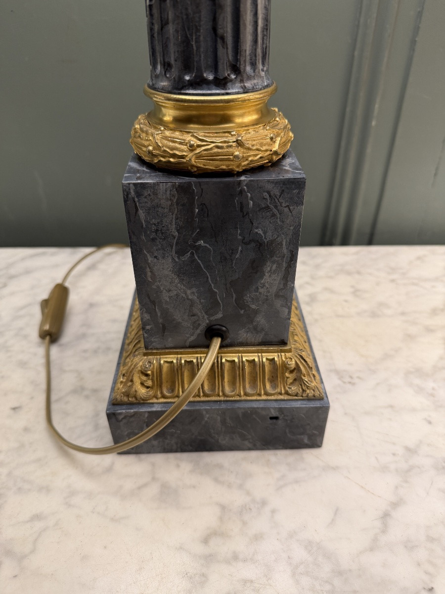 Carcel Lamp In Painted Sheet Metal And Gilt Bronze, 19th Century, Height 81 Cm-photo-7