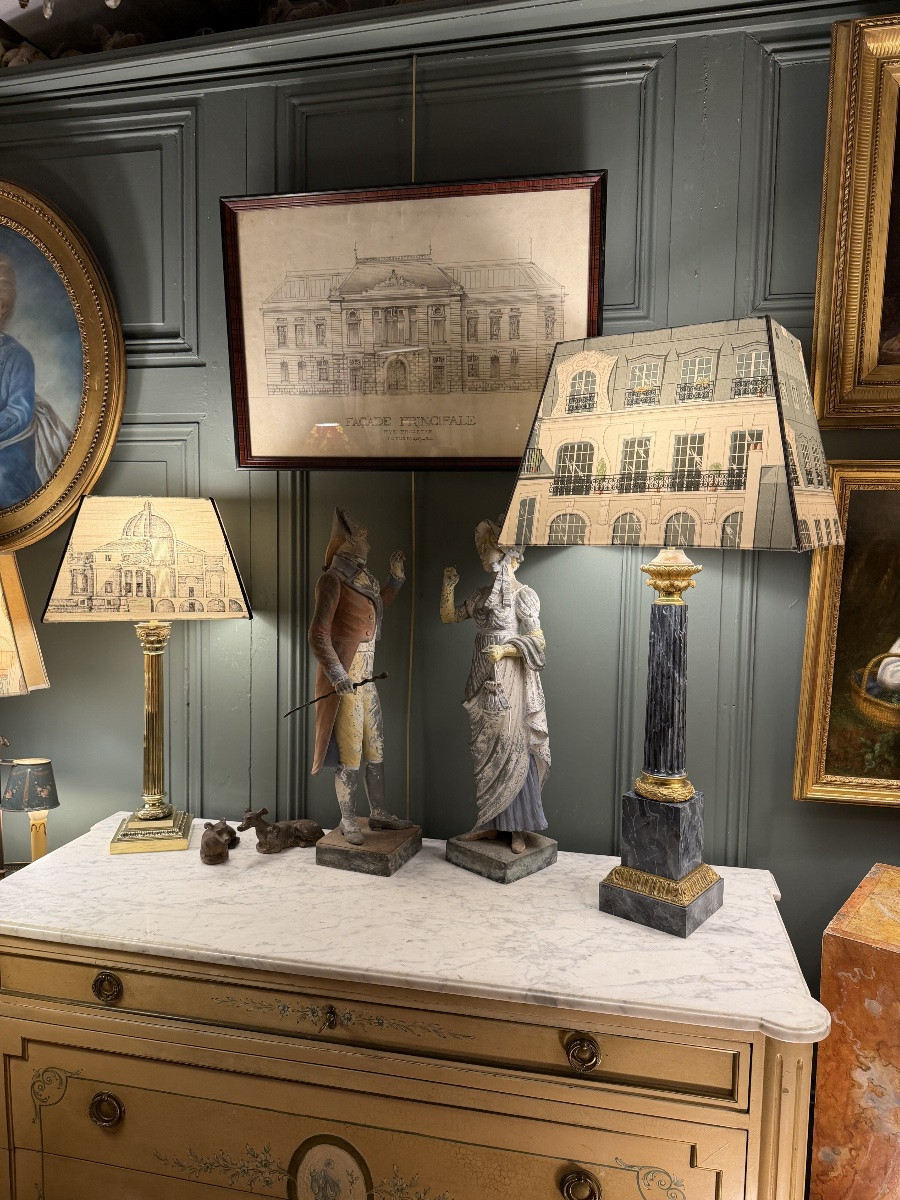 Carcel Lamp In Painted Sheet Metal And Gilt Bronze, 19th Century, Height 81 Cm-photo-8