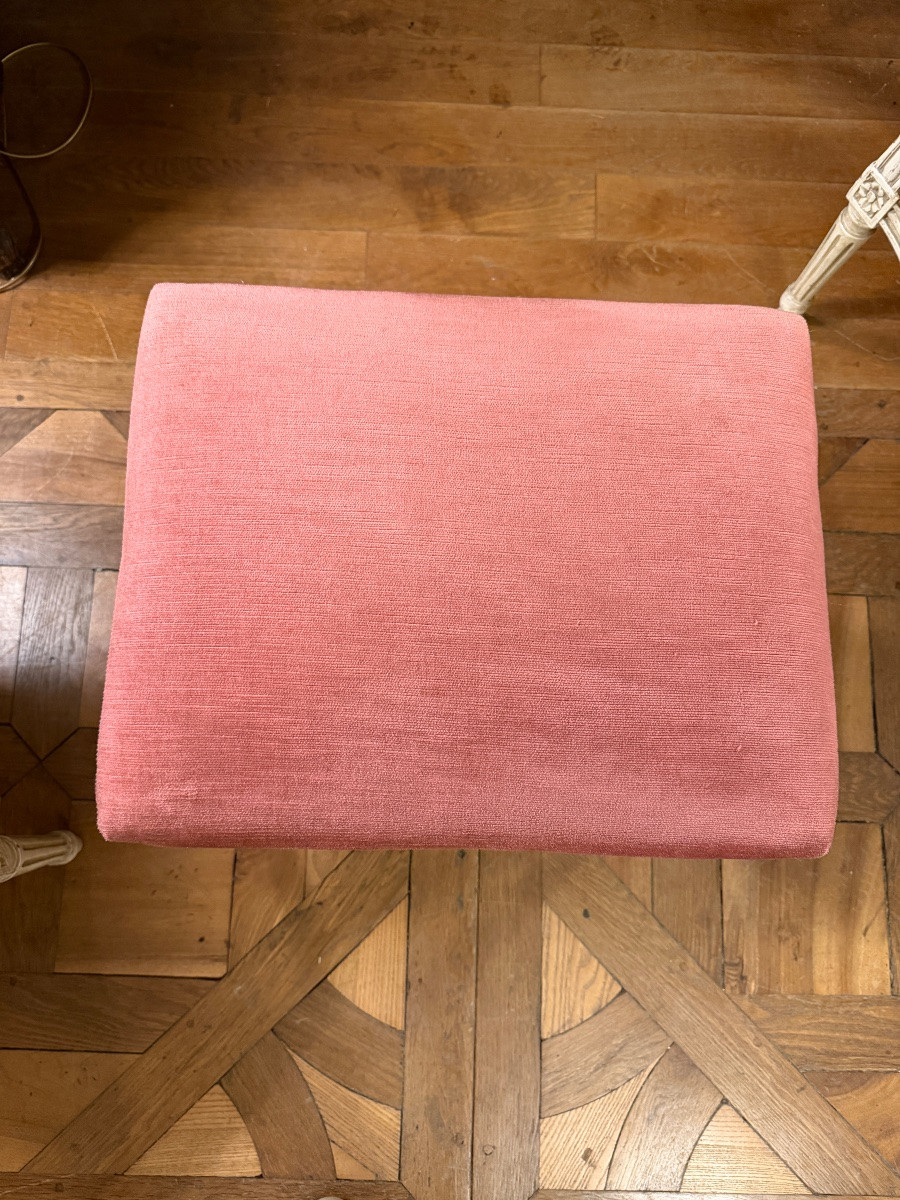 Tabouret en bois peint de style Louis XVI-photo-2