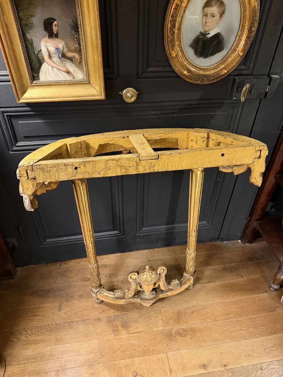 Louis XVI Period Carved And Gilded Wooden Wall Console-photo-3