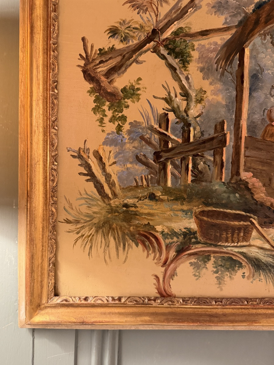 Chinoiserie, Oil On Canvas, 19th Century, No. 1-photo-2