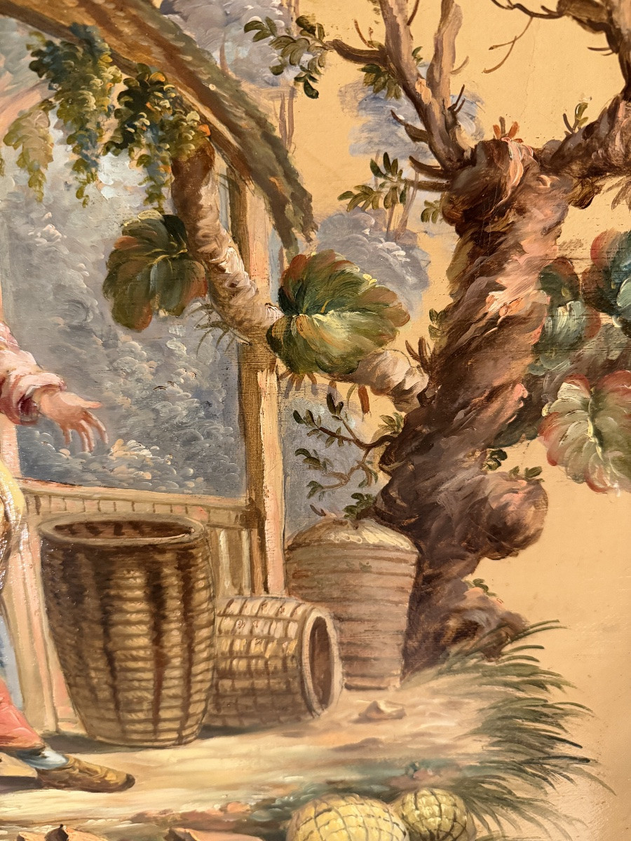 Chinoiserie, Oil On Canvas, 19th Century, No. 1-photo-5