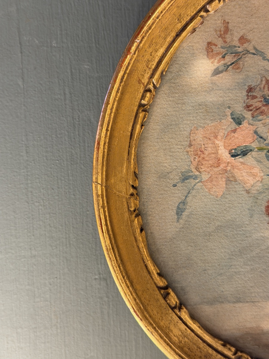 Bouquet de fleurs, aquarelle datée 1930-photo-3