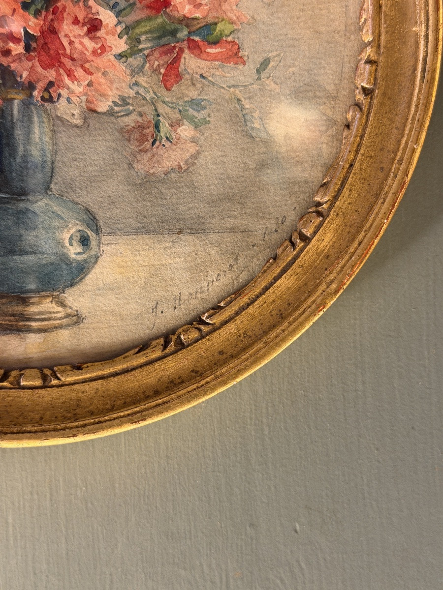 Bouquet de fleurs, aquarelle datée 1930-photo-1