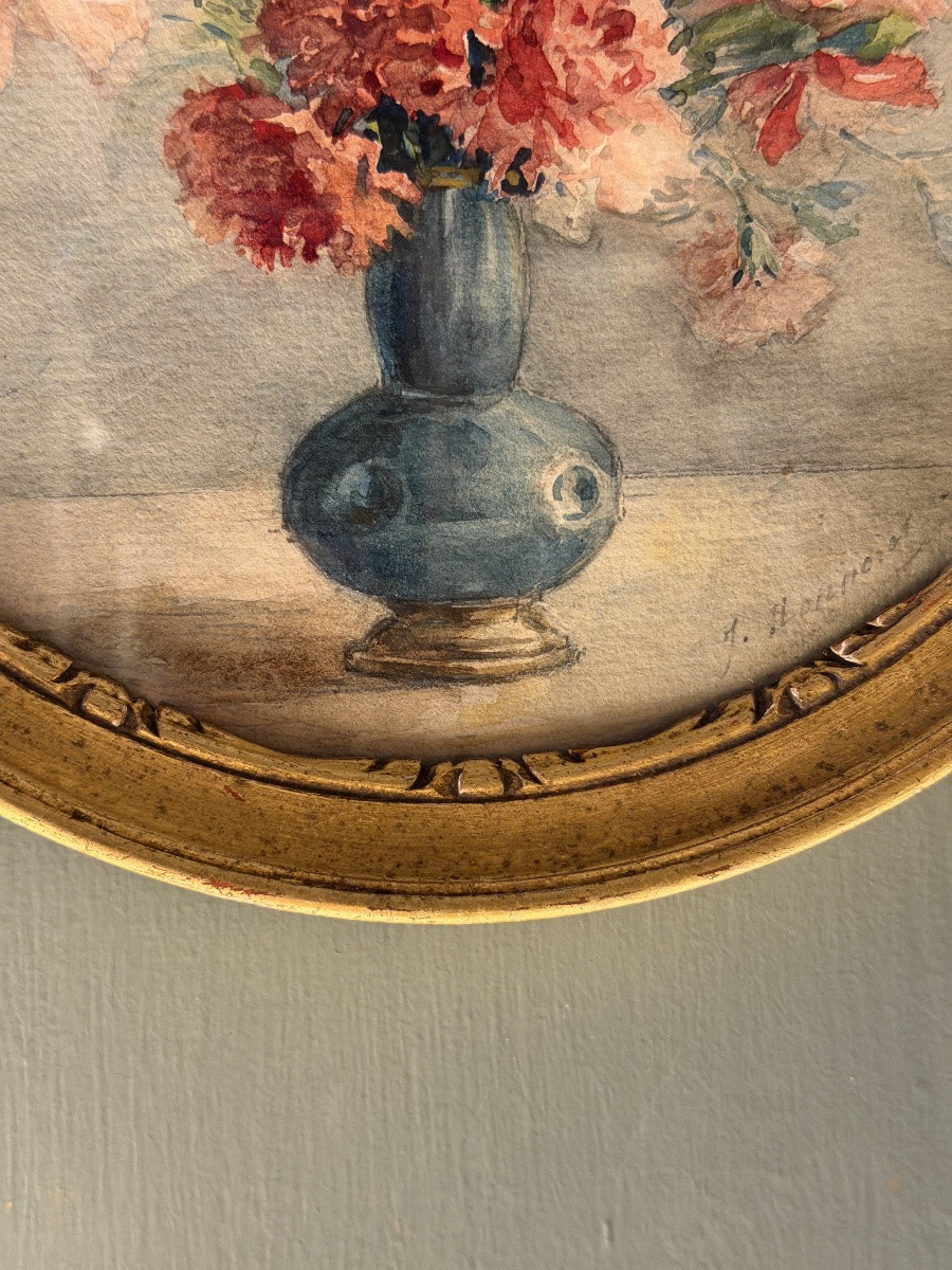 Bouquet de fleurs, aquarelle datée 1930-photo-2