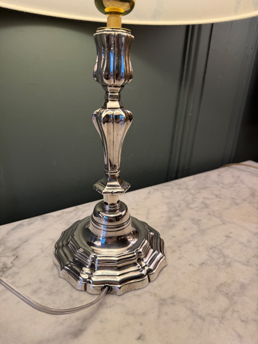 Silvered Bronze Lamp, 40 Cm High-photo-3