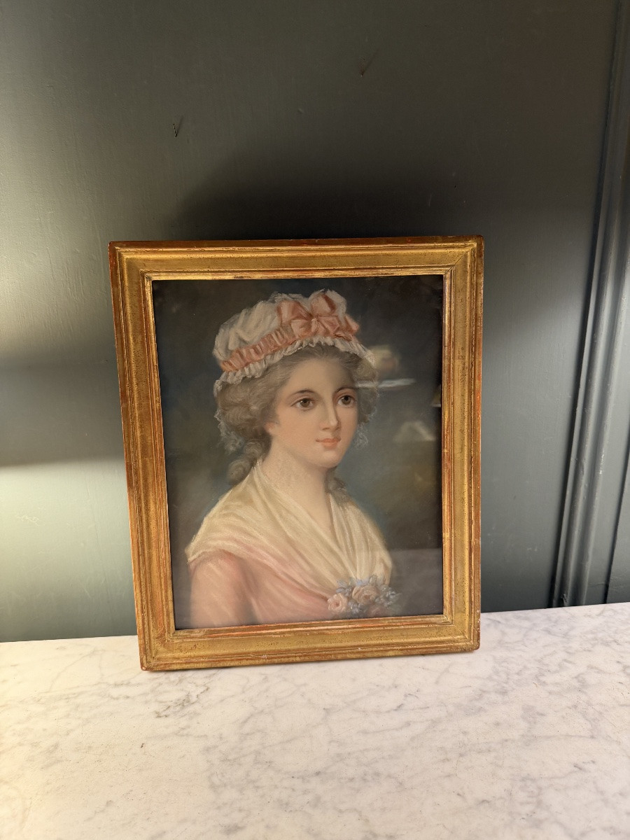 Portrait Of A Lady, Pastel In The Style Of The 18th Century-photo-3