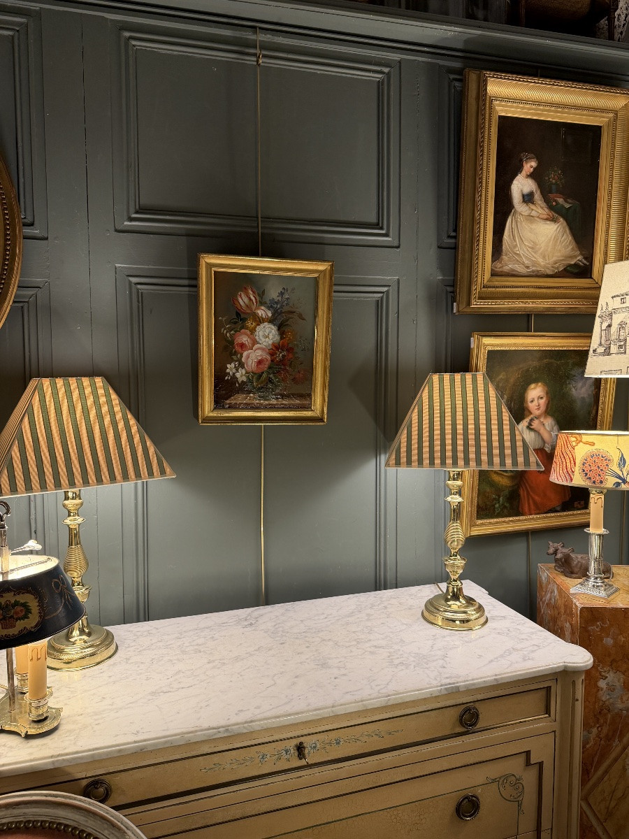 Bouquet Of Flowers, Oil On Canvas, 18th Century-photo-8