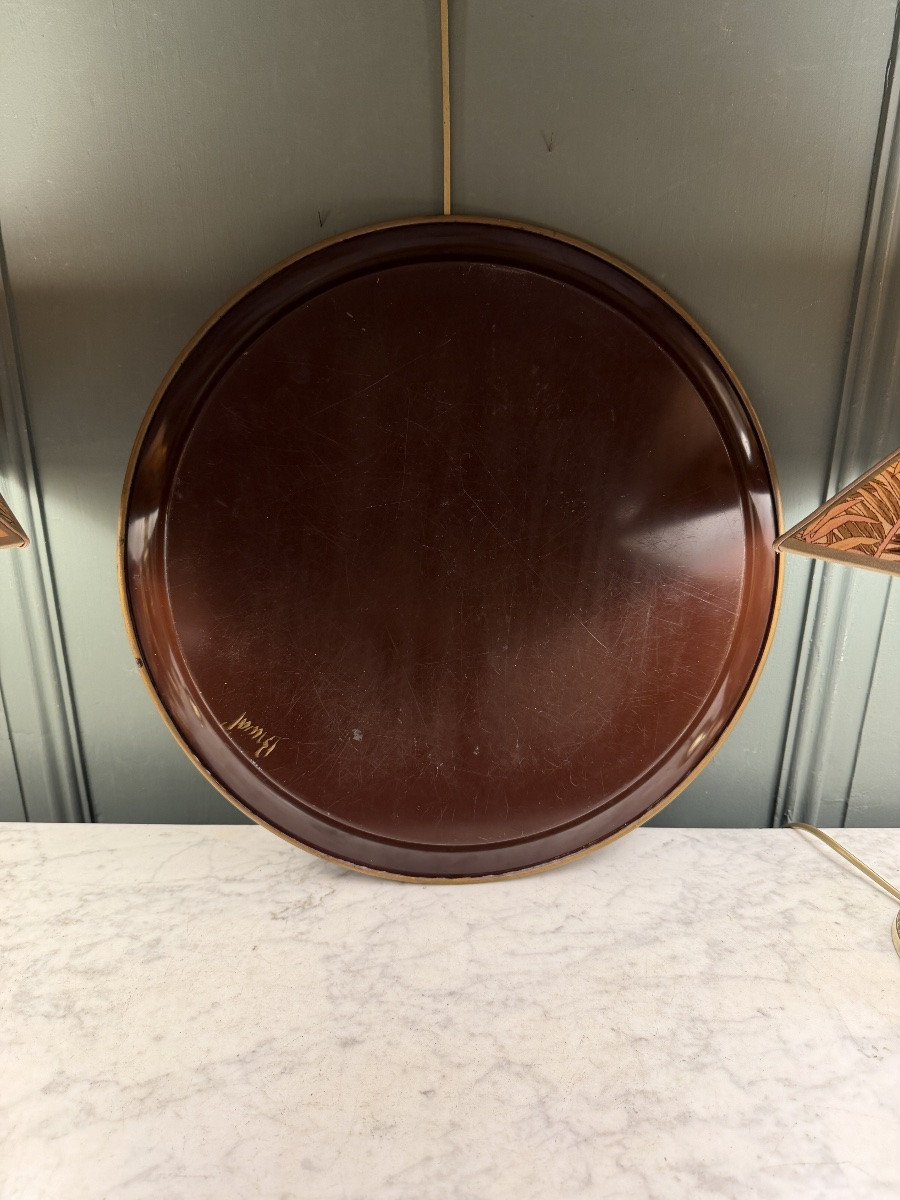 Painted Sheet Metal Tray With Floral Decoration-photo-5