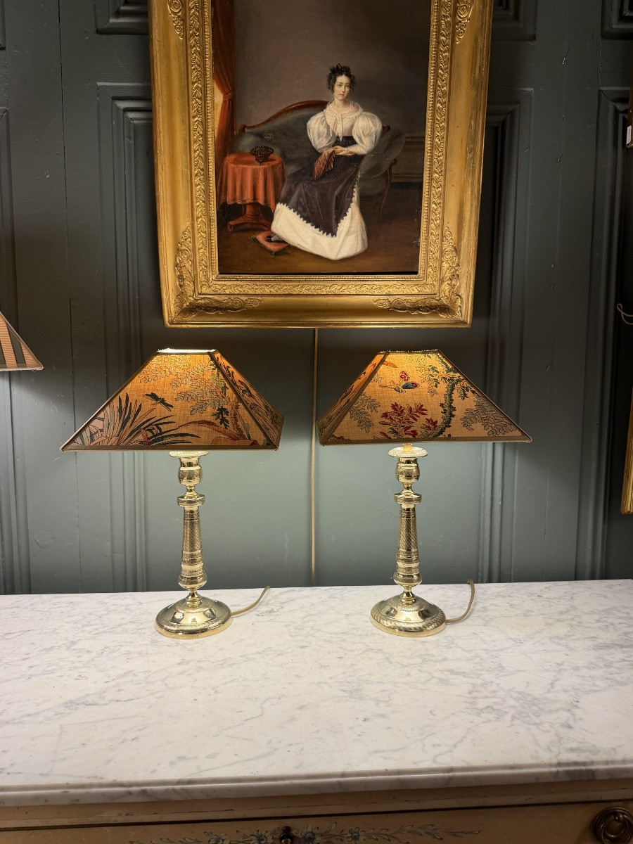 Paire de lampes en bronze XIXème, Hauteur 39 cm-photo-4