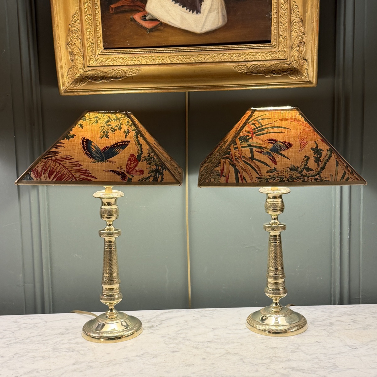 Paire de lampes en bronze XIXème, Hauteur 39 cm