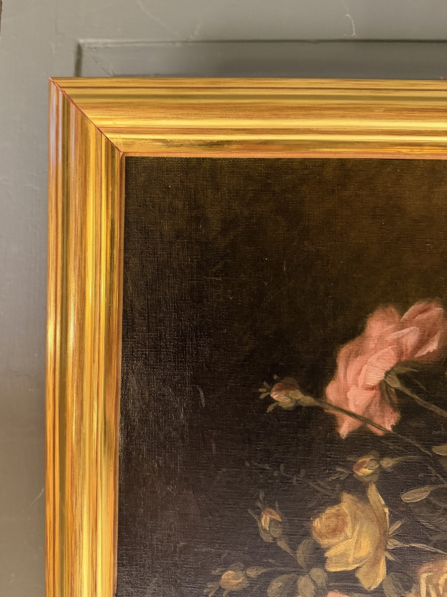 Throwing Of Old Roses, Oil On Canvas, 19th Century-photo-3