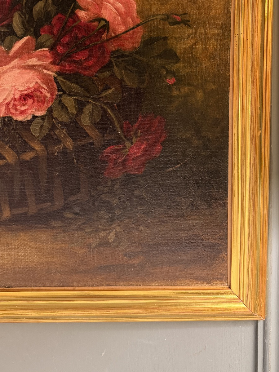 Throwing Of Old Roses, Oil On Canvas, 19th Century-photo-1