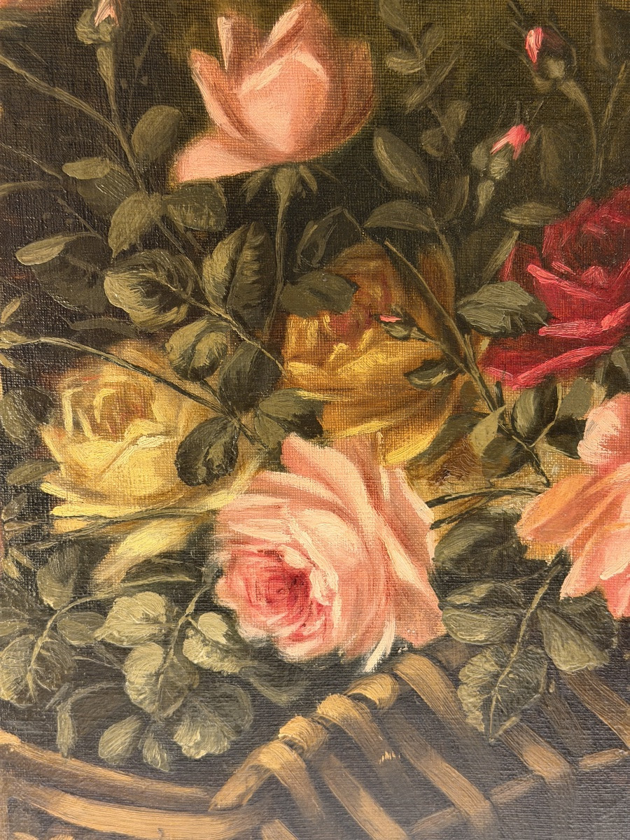 Throwing Of Old Roses, Oil On Canvas, 19th Century-photo-4