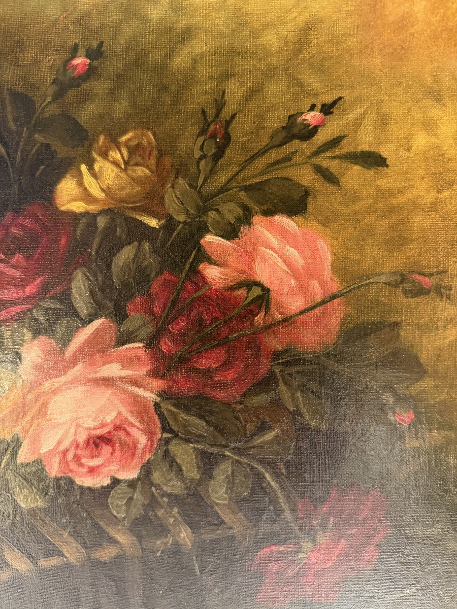 Throwing Of Old Roses, Oil On Canvas, 19th Century-photo-5