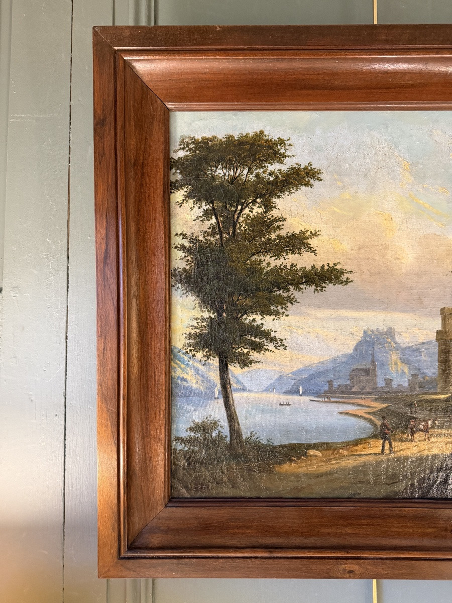 View Of Oberwesel From The Banks Of The Rhine, A Lively 19th-century Landscape-photo-3