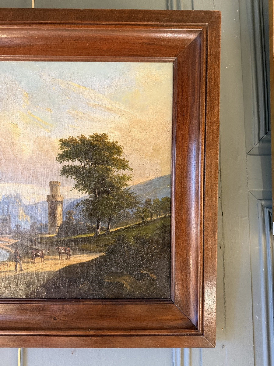 View Of Oberwesel From The Banks Of The Rhine, A Lively 19th-century Landscape-photo-4