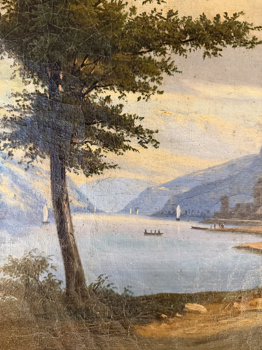 View Of Oberwesel From The Banks Of The Rhine, A Lively 19th-century Landscape-photo-2