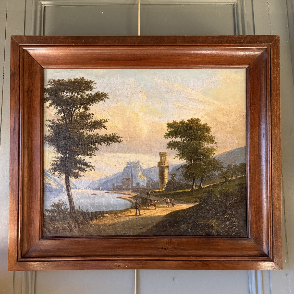 View Of Oberwesel From The Banks Of The Rhine, A Lively 19th-century Landscape