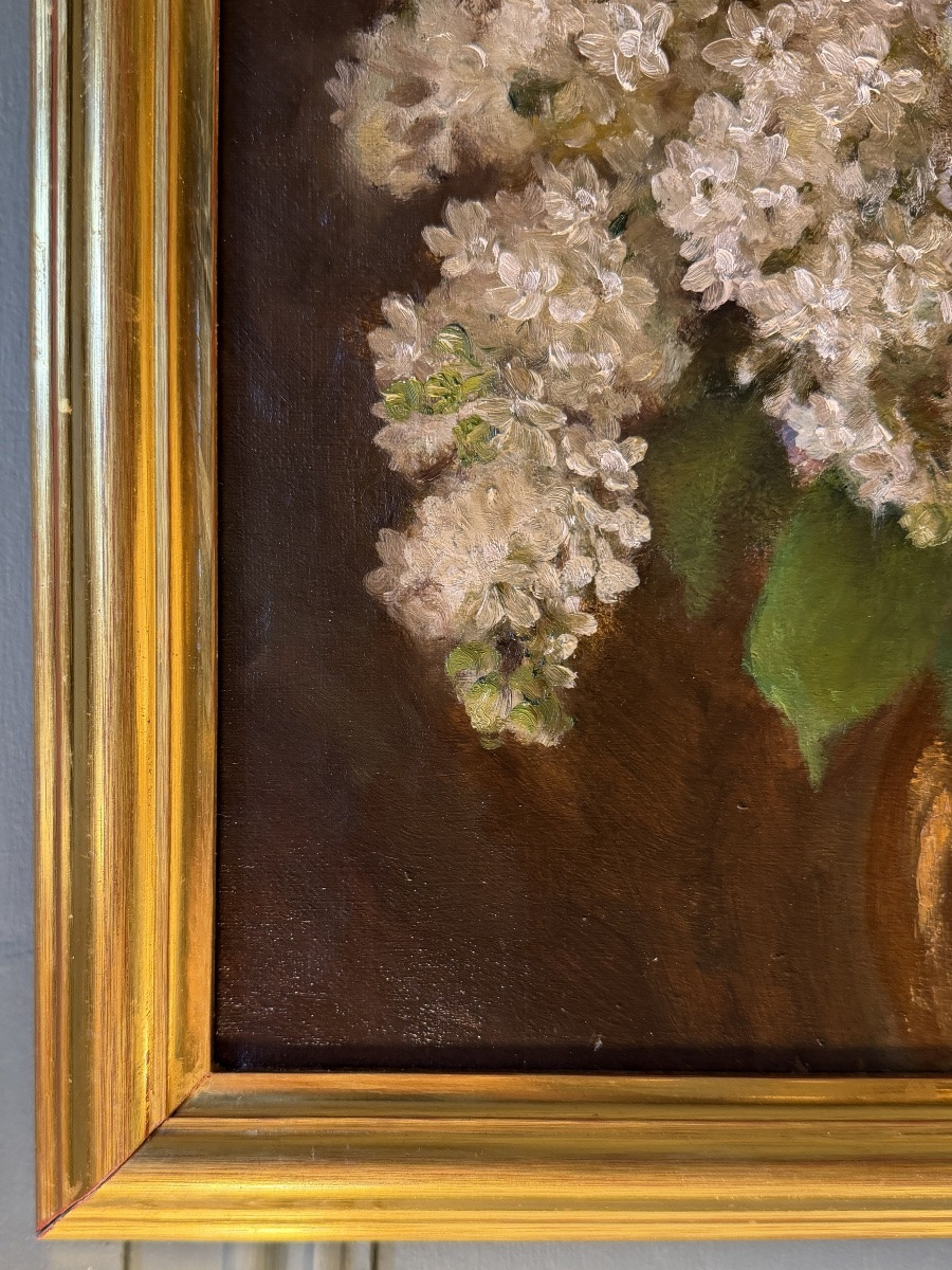 Lilac Throw, Oil On Canvas, 19th Century-photo-2