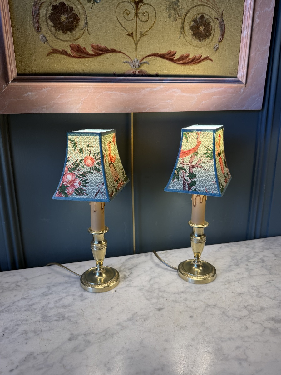 Petite paire de lampes en bronze, hauteur 31 cm-photo-4