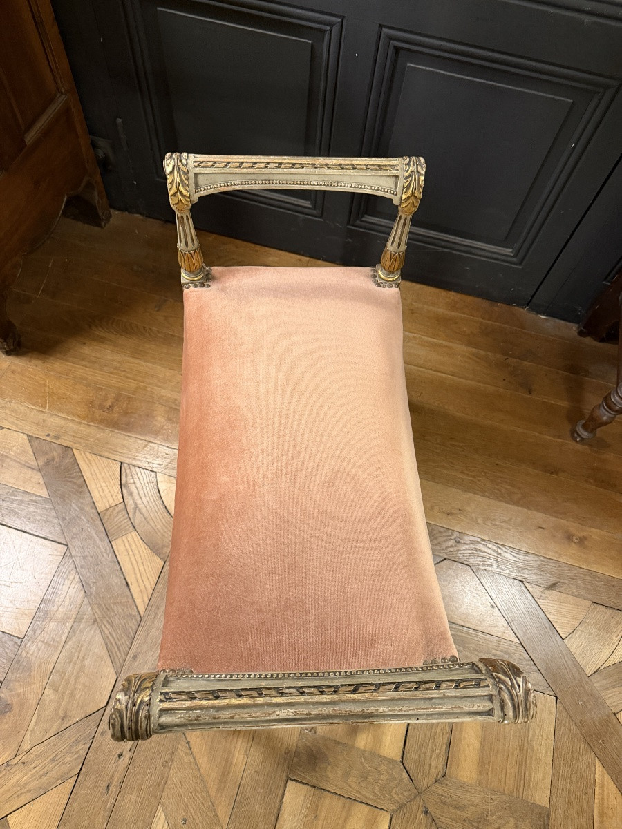 Petite banquette en bois peint de style Louis XVI-photo-1