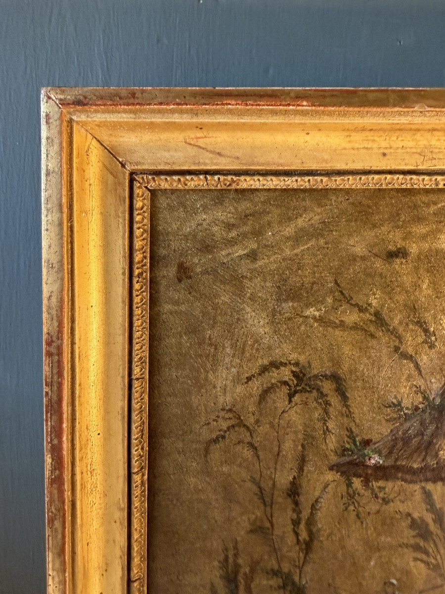 Chinoiserie: The Fisherman, Oil On Panel, 19th Century-photo-3