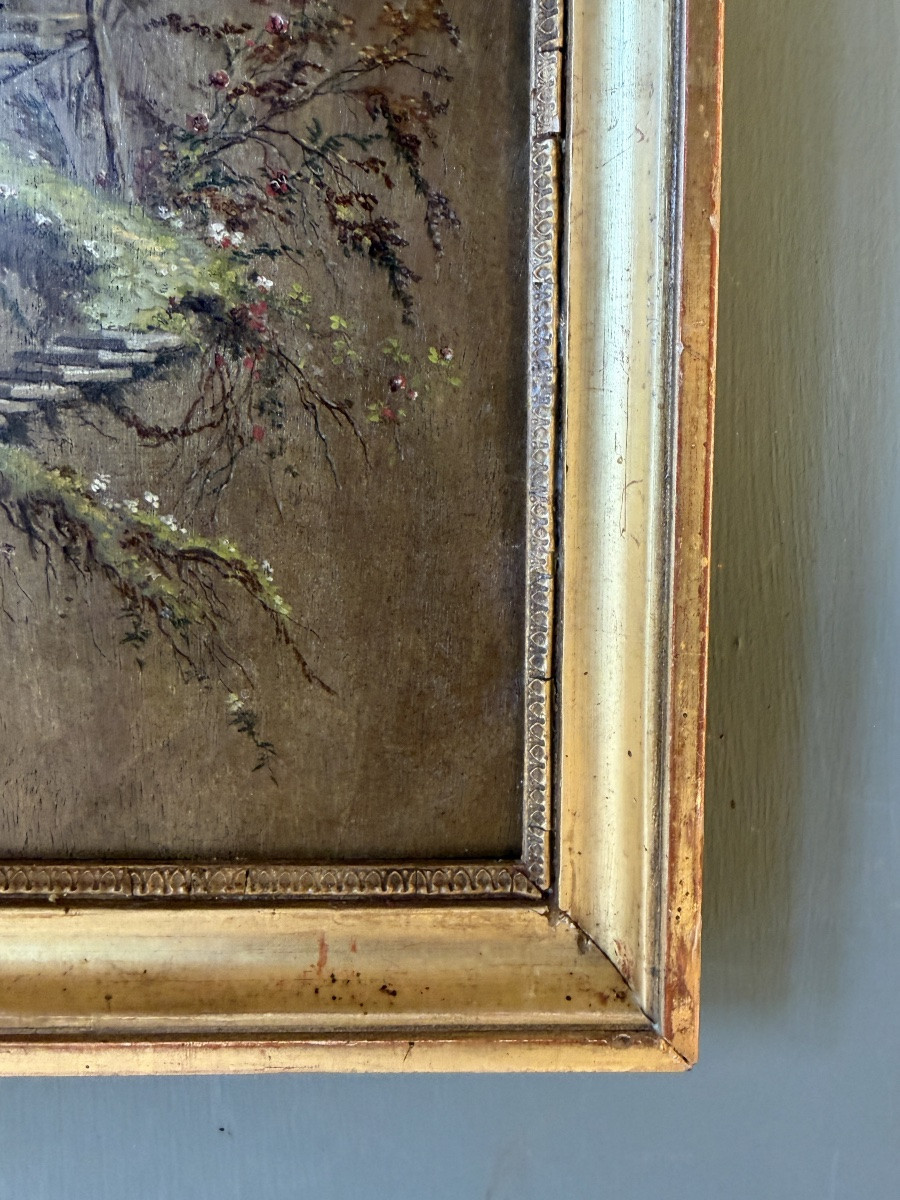 Chinoiserie: The Fisherman, Oil On Panel, 19th Century-photo-1