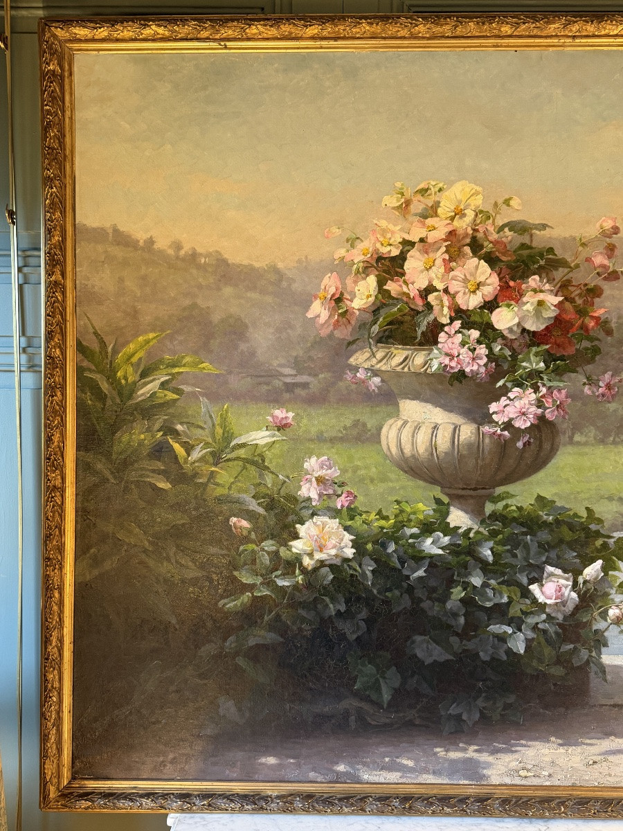 The Bridge, An Important Oil On Canvas By Cécile Bougourd, 19th Century-photo-3