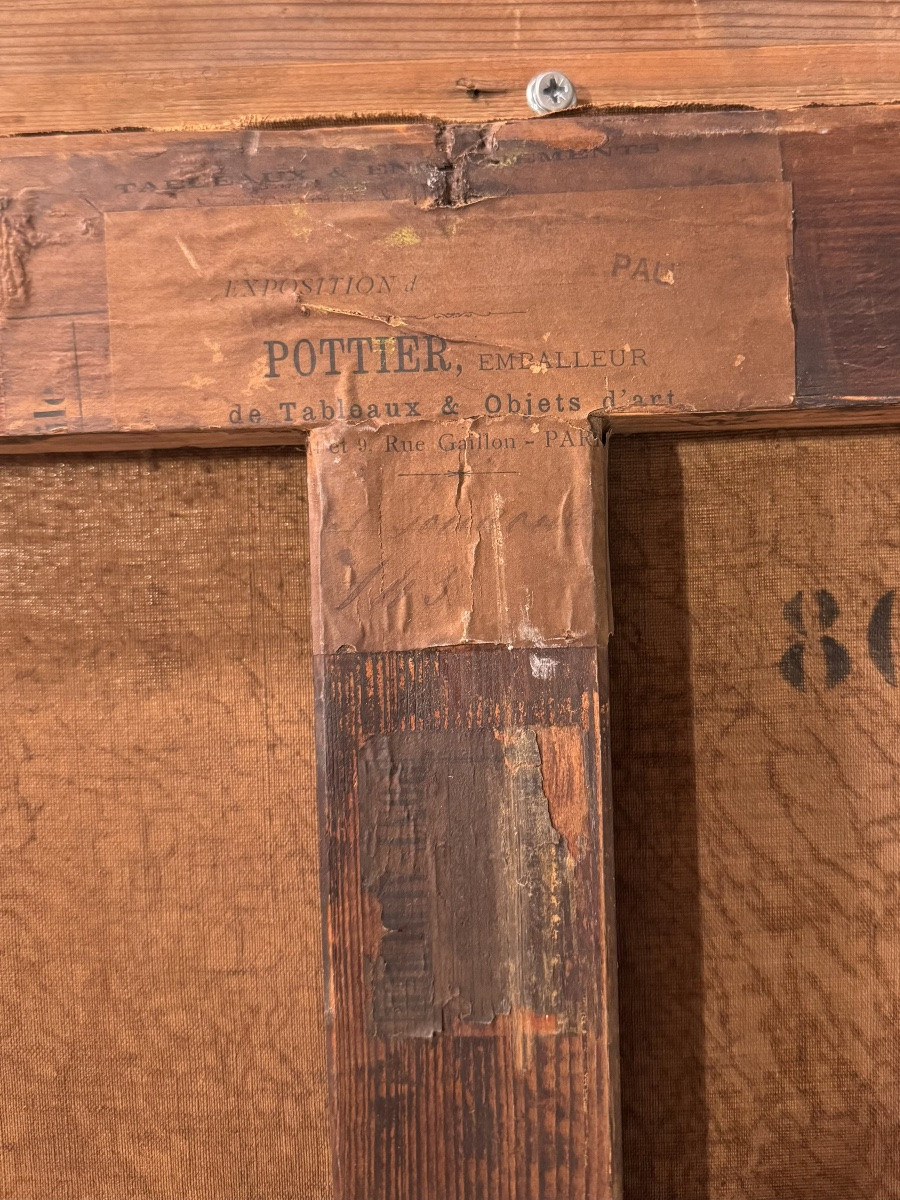 The Bridge, An Important Oil On Canvas By Cécile Bougourd, 19th Century-photo-5