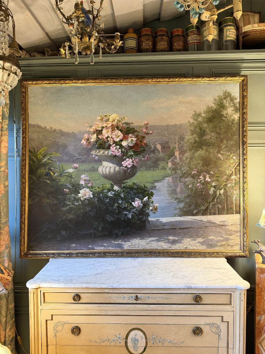 The Bridge, An Important Oil On Canvas By Cécile Bougourd, 19th Century-photo-6