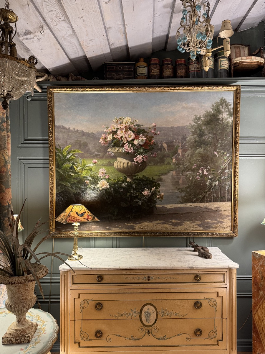 The Bridge, An Important Oil On Canvas By Cécile Bougourd, 19th Century-photo-8