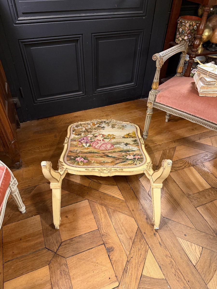 Ecran de cheminée en bois peint et doré-photo-7