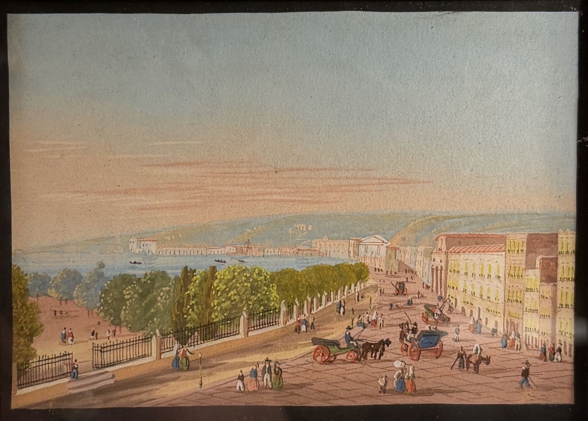 The Bay Of Naples, A Pair Of 19th-century Gouache Paintings-photo-4