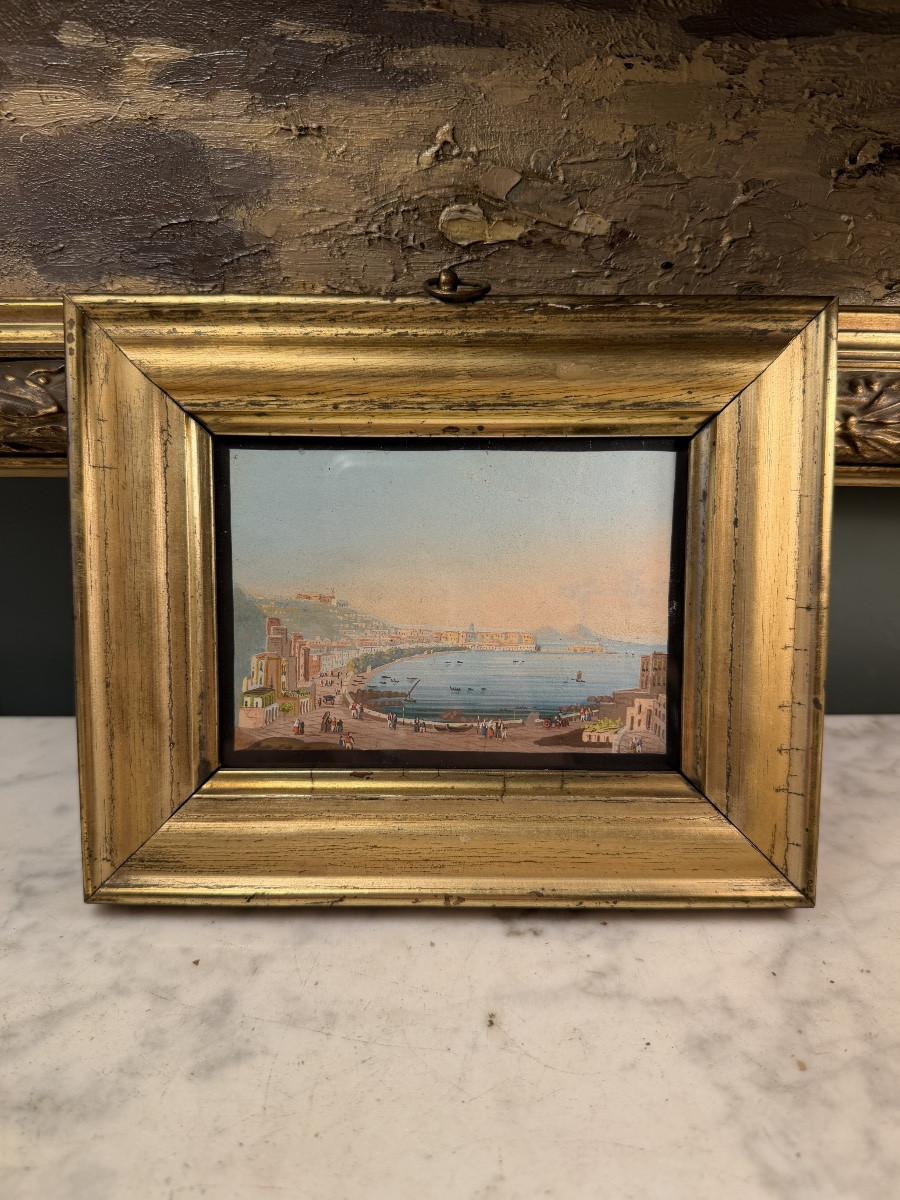 The Bay Of Naples, A Pair Of 19th-century Gouache Paintings-photo-4